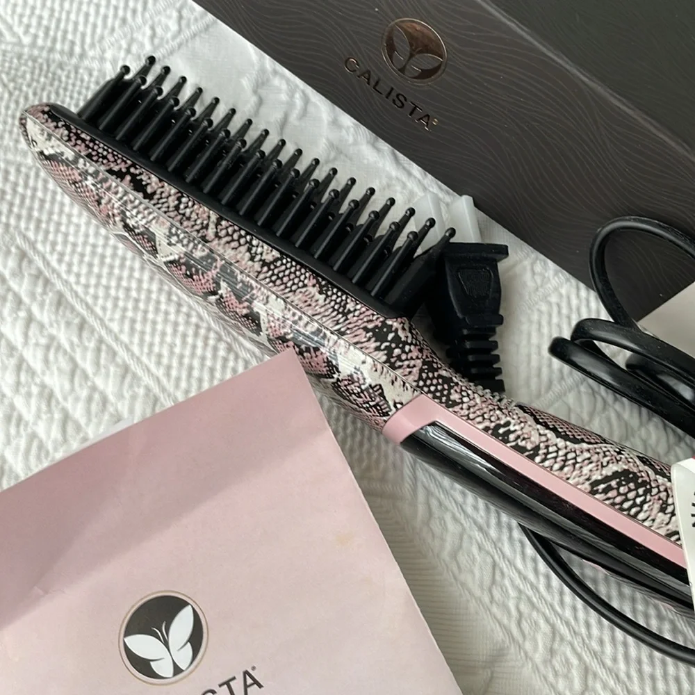 NWOT Calista triangle pro heated detailer brush pink snakeskin hair styling tool - Picture 8 of 9
